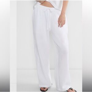 Aritzia Little Moon White Wide Leg Drawstring Pants